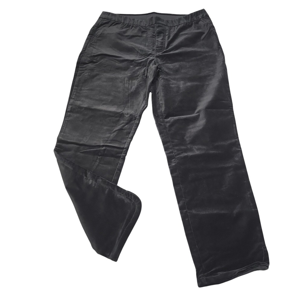 Isaac Mizrahi Live Womens Velvet Pull On Ankle Pants Black Size 12